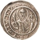 Magdeburg, Erzbistum
Wichmann von Seeburg 1152-1192 Brakteat. Hüftbild des Hl. Moritz mit Palmzweig und Krone mit einer Lilie darauf, SCS MAVRICIVS D...