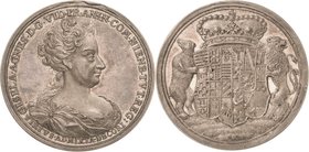 Anhalt-Köthen
Leopold, unter Vormundschaft seiner Mutter Gisela Agnes 1704-1715 Silbermedaille 1711 (Ch. Wermuth) Auf ihre Vormundschaft. Brustbild n...
