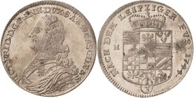 Anhalt-Bernburg
Viktor Friedrich 1721-1765 1/3 Taler 1744, HS-Harzgerode Mann 607 Sehr seltenes und prachtvolles Exemplar. Min. Prägeschwäche, vorzüg...