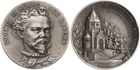 Bayern
Ludwig II. 1864-1886 Silbermedaille 1900 (M. Gube) Einweihung der Gedächtniskapelle für Ludwig II. in Berg am Starnberger See. Brustbild halbr...