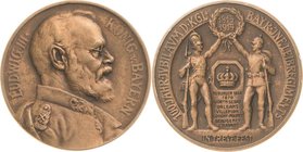 Bayern
Ludwig III. 1913-1918 Bronzemedaille 1914 (Deschler) 100-Jahrfeier des Königlich Bayerischen Infanterie-Leib-Regiments. Brustbild des Königs L...