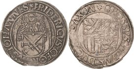 Sachsen-Kurlinie ab 1486 bis 1547 (Ernestiner)
Friedrich III., Georg und Johann 1500-1507 Engelgroschen (Schreckenberger) o.J. beiderseits 5-strahlig...