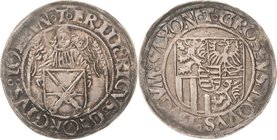 Sachsen-Kurlinie ab 1486 bis 1547 (Ernestiner)
Friedrich III., Johann und Georg 1507-1525 Engelgroschen (Schreckenberger) o.J. beiderseits T-Buchholz...