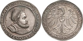 Sachsen-Kurlinie ab 1486 bis 1547 (Ernestiner)
Friedrich III. der Weise 1486-1525 Doppelter Guldengroschen o.J. Hall. Auf seine bestehende Generalsta...
