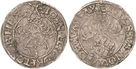 Sachsen-Kurlinie ab 1486 bis 1547 (Ernestiner)
Johann der Beständige und Georg 1525-1530 Zinsgroschen o.J. X-Schneeberg Umschriften enden: FIE°FE / S...