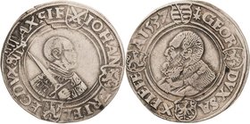 Sachsen-Kurlinie ab 1486 bis 1547 (Ernestiner)
Johann Friedrich und Georg 1534-1539 Guldengroschen 1537, Morgenstern-Annaberg Keilitz 128 Schnee 72 D...