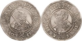 Sachsen-Kurlinie ab 1486 bis 1547 (Ernestiner)
Johann Friedrich und Georg 1534-1539 Guldengroschen 1539, Morgenstern-Annaberg Keilitz 128 Schnee 72 D...