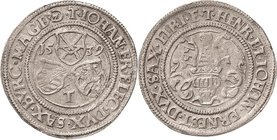 Sachsen-Kurlinie ab 1486 bis 1547 (Ernestiner)
Johann Friedrich, Heinrich und Johann Ernst 1539-1540 1/4 Guldengroschen 1539, T-Buchholz Das Münzzeic...