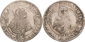 Sachsen-Kurlinie ab 1486 bis 1547 (Ernestiner)
Johann Friedrich und Moritz 1541-1547 Guldengroschen 1546, Sechsstrahliger Stern-Freiberg Mit Titel de...