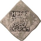 Sachsen-Kurlinie ab 1486 bis 1547 (Ernestiner)
Johann Friedrich der Großmütige 1532-1547 (-1554) Einseitige 1/4 Talerklippe 1547. Geprägt während der...