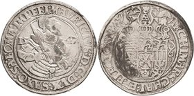 Sachsen-Kurlinie ab 1547 (Albertiner)
Moritz 1547-1553 Taler 1547, Eichel-Annaberg Keilitz/Kahnt 4 Schnee 680 Davenport 9786 Sehr schön
