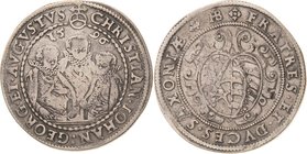 Sachsen-Kurlinie ab 1547 (Albertiner)
Christian II., Johann Georg I. und August 1591-1611 1/2 Taler 1596, HB-Dresden Keilitz/Kahnt 198 Kohl 94 Sehr s...