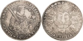 Sachsen-Kurlinie ab 1547 (Albertiner)
Christian II., Johann Georg I. und August 1591-1611 Taler 1604, HB-Dresden Keilitz/Kahnt 222 Schnee 758 Davenpo...