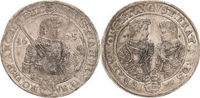 Sachsen-Kurlinie ab 1547 (Albertiner)
Christian II., Johann Georg I. und August 1591-1611 Taler 1605, HR-Dresden Keilitz/Kahnt 228 Schnee 767 Davenpo...