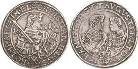 Sachsen-Kurlinie ab 1547 (Albertiner)
Christian II., Johann Georg I. und August 1591-1611 Dicker Doppeltaler 1611, HR-Dresden Keilitz/Kahnt 229 Schne...