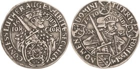Sachsen-Kurlinie ab 1547 (Albertiner)
Johann Georg I. (1611-) 1615-1656 1/4 Taler 1630, gekreuzte Zainhaken-Dresden 100 Jahre Augsburger Konfession. ...