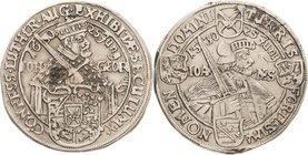 Sachsen-Kurlinie ab 1547 (Albertiner)
Johann Georg I. (1611-) 1615-1656 1/8 Taler 1630, Zainhaken-Dresden 100 Jahre Augsburger Konfession. Schwertspi...