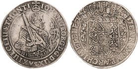 Sachsen-Kurlinie ab 1547 (Albertiner)
Johann Georg I. (1611-) 1615-1656 Taler 1637, SD-Dresden C/K 167 Schnee 872 Davenport 7601 Sehr schön
