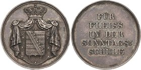 Sachsen-Kurlinie ab 1547 (Albertiner)
Friedrich August III. 1763-1806 Silbermedaille o.J. (C. R. Krüger) Für Fleiss in der Sonntagsschule. Bekröntes ...