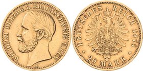 Braunschweig
Wilhelm 1830-1884 20 Mark 1875 A Jaeger 203 GOLD. Sehr schön-vorzüglich