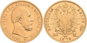 Mecklenburg-Schwerin
Friedrich Franz II. 1842-1883 20 Mark 1872 A Jaeger 230 Rand leicht bearbeitet, sehr schön