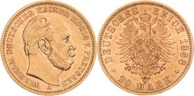 Preußen
Wilhelm I. 1861-1888 20 Mark 1888 A Jaeger 243 Sehr schön/sehr schön-vorzüglich
