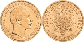 Preußen
Wilhelm II. 1888-1918 20 Mark 1888 A Jaeger 250 Sehr schön-vorzüglich