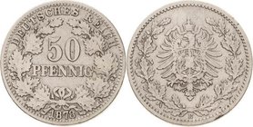 Kleinmünzen
 50 Pfennig 1878 E Jaeger 8 Selten. Schön-sehr schön