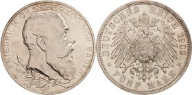 Baden
Friedrich I. 1856-1907 5 Mark 1902 (G) Regierungsjubiläum Jaeger 31 Fast Stempelglanz/Stempelglanz
