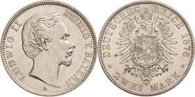 Bayern
Ludwig II. 1864-1886 2 Mark 1876 D Jaeger 41 Vorzüglich-Stempelglanz