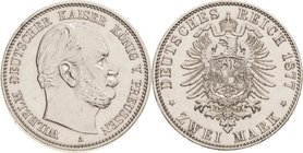 Preußen
Wilhelm I. 1861-1888 2 Mark 1877 A Jaeger 96 Zaponiert, fast vorzüglich/vorzüglich