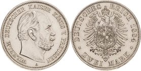 Preußen
Wilhelm I. 1861-1888 2 Mark 1884 A Jaeger 96 Zaponiert, fast vorzüglich/vorzüglich