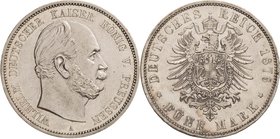 Preußen
Wilhelm I. 1861-1888 5 Mark 1876 A Jaeger 97 Fast vorzüglich