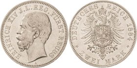Reuss-Jüngere Linie
Heinrich XIV. 1867-1913 2 Mark 1884 A Jaeger 120 Vorzüglich-Stempelglanz