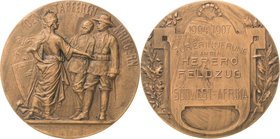 Deutsch-Südwestafrika
 Bronzemedaille o.J. (1907) (Awes) Auf den Herero-Feldzug 1906/1907. Germania empfängt zwei Soldaten der Schutztruppe / Tafel m...