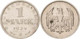Kleinmünzen
 1 Mark 1924 A, D, E, F, G, J (2x), 1925 A, D Sehr schön