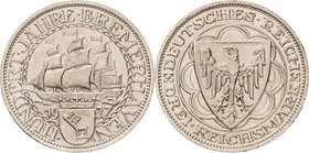 Gedenkausgaben
 3 Reichsmark 1927 A Bremerhaven Jaeger 325 Vorzüglich-Stempelglanz
