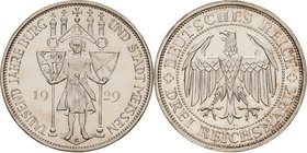 Gedenkausgaben
 3 Reichsmark 1929 E Meißen Jaeger 338 Feine Kratzer, Polierte Platte-