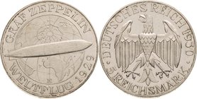 Gedenkausgaben
 5 Reichsmark 1930 E Zeppelin Jaeger 343 Fast vorzüglich
