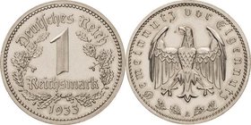 Kleinmünzen
 1 Reichsmark 1933 A Jaeger 354 Kl. Kratzer, Polierte Platte