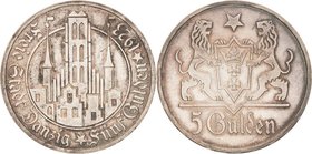 Ausgaben des Freistaates
 5 Gulden 1923. Jaeger D 9 Vom Erstabschlag. Av. Kratzer, vorzüglich