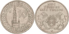 Ausgaben des Freistaates
 10 Gulden 1935. Jaeger D 20 Selten. Sehr schön-vorzüglich