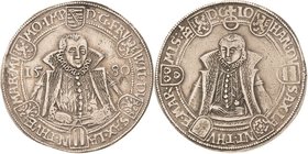 Sammlung Theobald Seitz - Sachsen-Weimar Sachsen-Alt-Weimar 1572-1603
Friedrich Wilhelm und Johann 1573-1602 Taler 1580, B mit Eichel-Saalfeld Hüftbi...