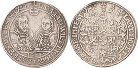 Sammlung Theobald Seitz - Sachsen-Weimar Sachsen-Alt-Weimar 1572-1603
Friedrich Wilhelm und Johann 1573-1602 Dicker Doppeltaler 1588, B mit Eichel-Sa...