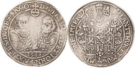 Sammlung Theobald Seitz - Sachsen-Weimar Sachsen-Alt-Weimar 1572-1603
Friedrich Wilhelm und Johann 1573-1602 Taler 1588, B mit Eichel-Saalfeld Beider...