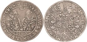 Sammlung Theobald Seitz - Sachsen-Weimar Sachsen-Alt-Weimar 1572-1603
Friedrich Wilhelm und Johann 1573-1602 1/2 Taler 1587, B mit Eichel-Saalfeld Be...