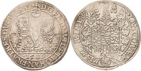 Sammlung Theobald Seitz - Sachsen-Weimar Sachsen-Alt-Weimar 1572-1603
Friedrich Wilhelm und Johann 1573-1602 1/2 Taler 1589, B mit Eichel-Saalfeld Be...