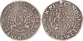 Sammlung Theobald Seitz - Sachsen-Weimar Sachsen-Alt-Weimar 1572-1603
Friedrich Wilhelm und Johann 1573-1602 1/4 Taler 1588, B mit Eichel-Saalfeld He...