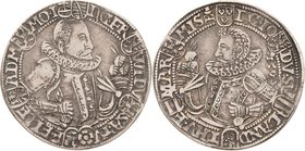 Sammlung Theobald Seitz - Sachsen-Weimar Sachsen-Alt-Weimar 1572-1603
Friedrich Wilhelm und Johann 1573-1602 1/4 Taler 1595, B mit Eichel-Saalfeld Ge...