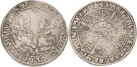 Sammlung Theobald Seitz - Sachsen-Weimar Sachsen-Alt-Weimar 1572-1603
Friedrich Wilhelm und Johann 1573-1602 1/2 Taler 1599, B mit Eichel-Saalfeld Be...